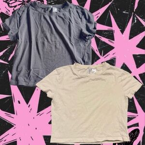 H&M Women's Gray and Cream Crop Tops
